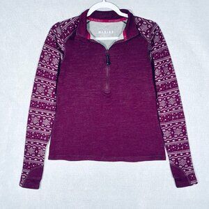 Woolskins Sweater Womens S Purple Wool Blend 1/4 Zip Pullover